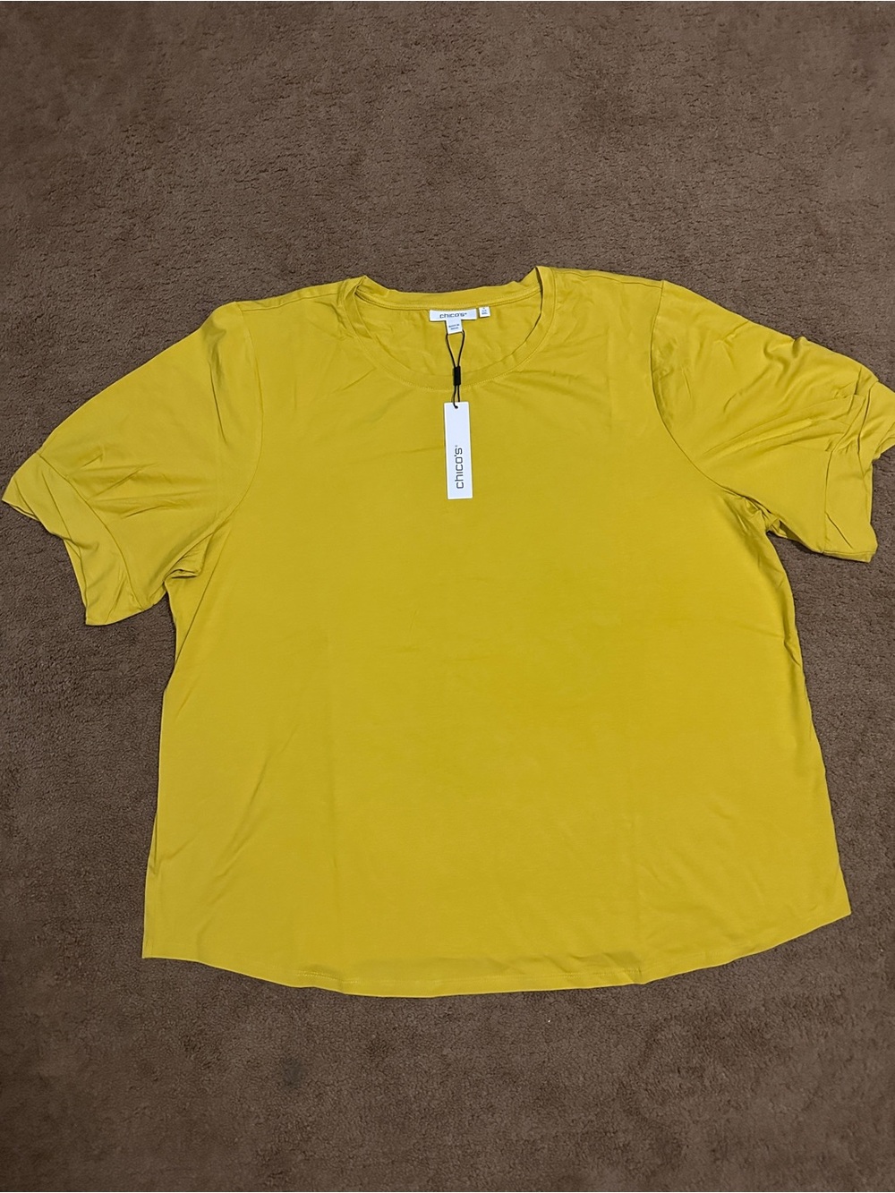 Chico's Bright Mustard Crewneck Tee size4
